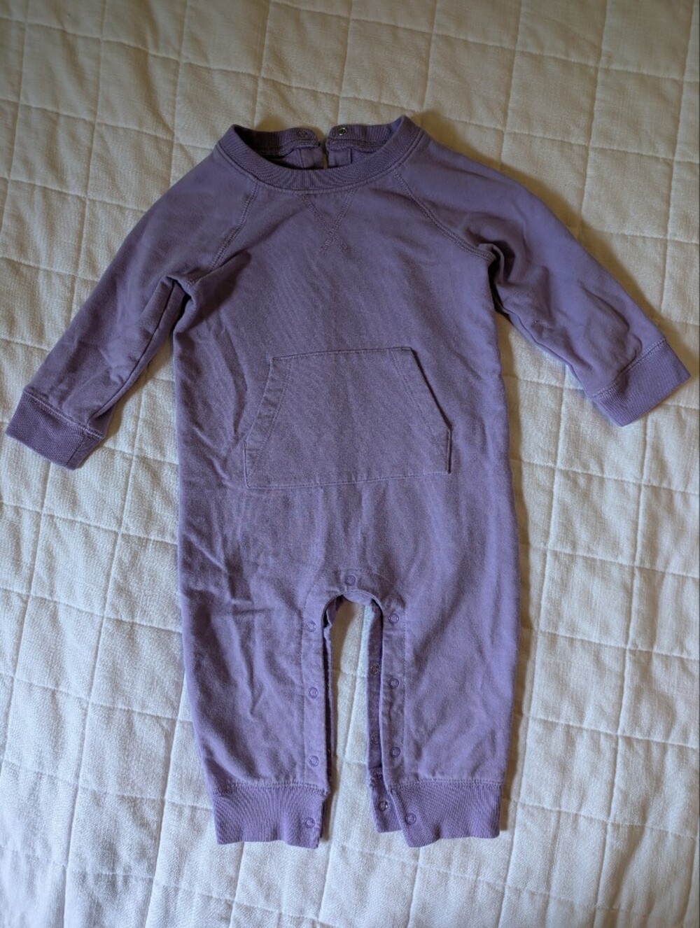 Primary Lavender Long-Sleeve One-Piece Bodysuit